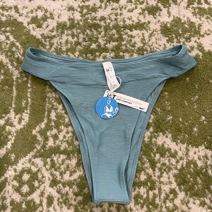 Cupshe Light Teal Ribbed Bikini Bottoms